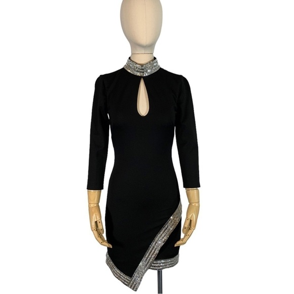 Bebe Embellished Evening Cocktail Dress Black - Picture 1 of 13